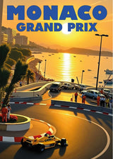 Vintage Formula 1 Monaco Motor Racing Poster, 1980s
