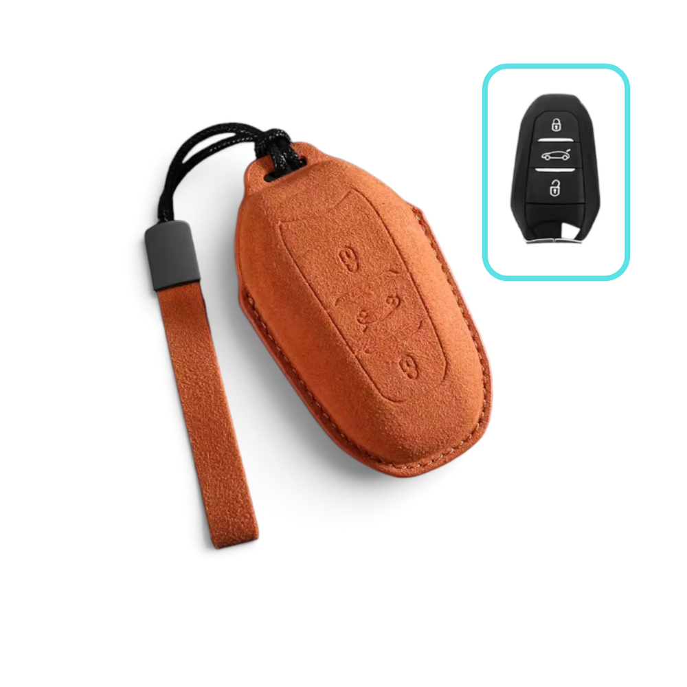 Coque de Clé Peugeot Alcantara – Housse de Protection pour Télécommande Peugeot 208 2008 308 3008 5008