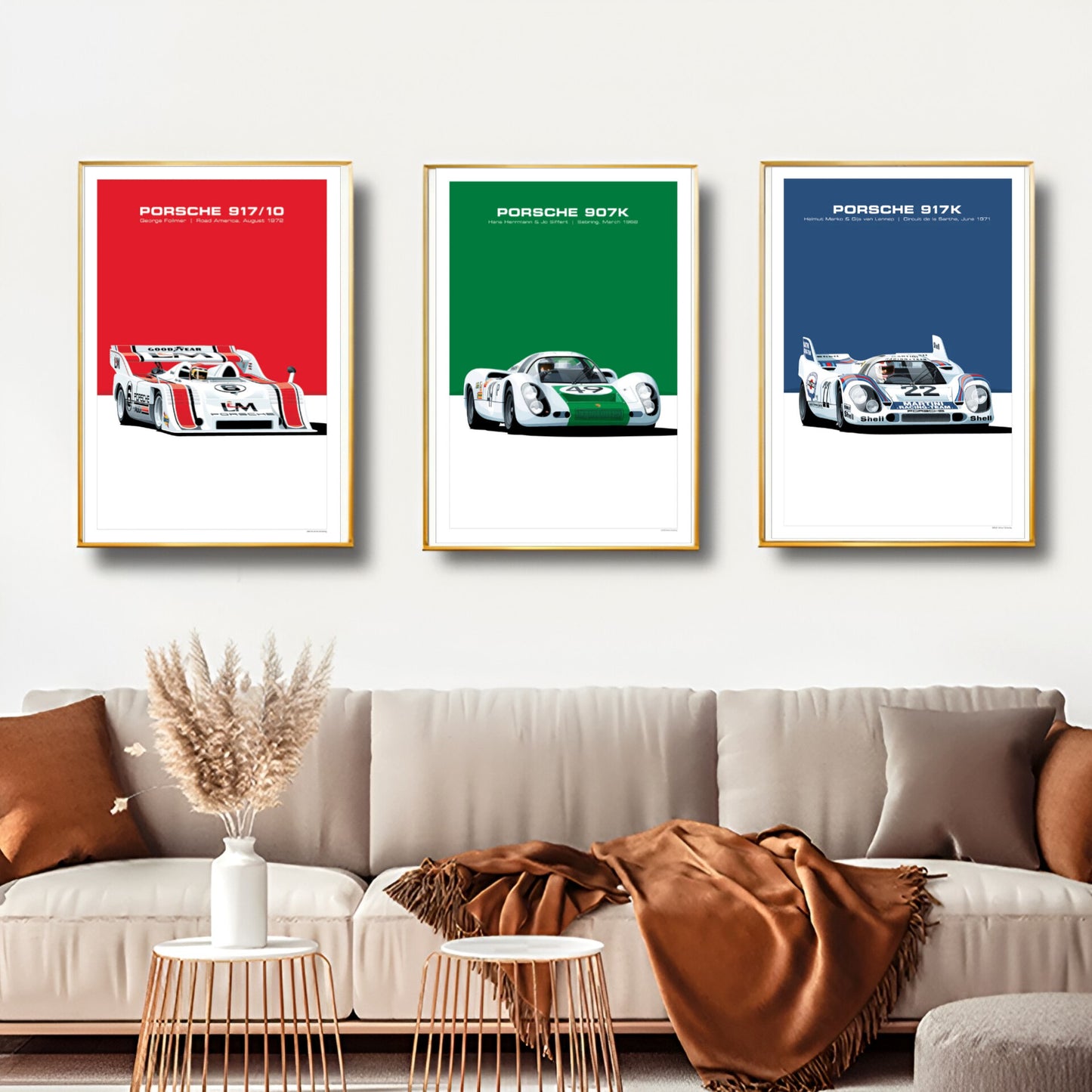 Affiche voiture Porsche 917 908 935 956 Poster en toile Endurance 24h du Mans Classic
