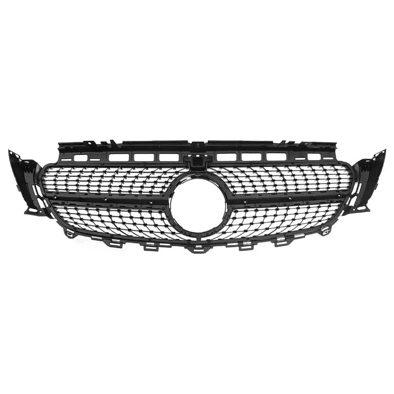 sivler color / CHINA MagicKit Silver Chrome Diamond Bumper Grille For Mercedes Benz W213 E200 E300 E400 2016-2019 Middle Grill Part WIithout Logo