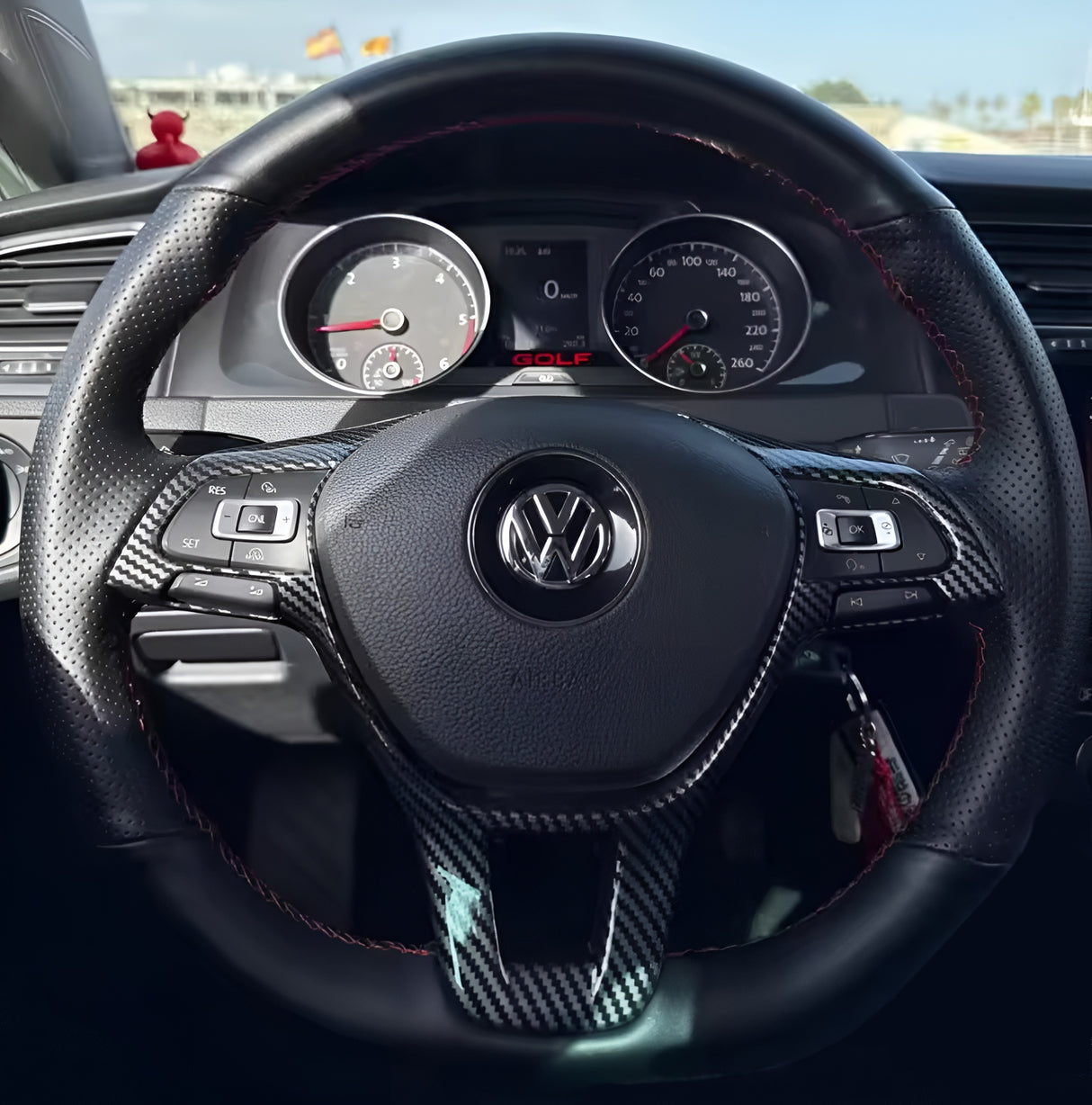 Garnitures de tableau de bord, Volant habillage intérieur carbone pour Volkswagen Golf 7 (2012 à 2021)