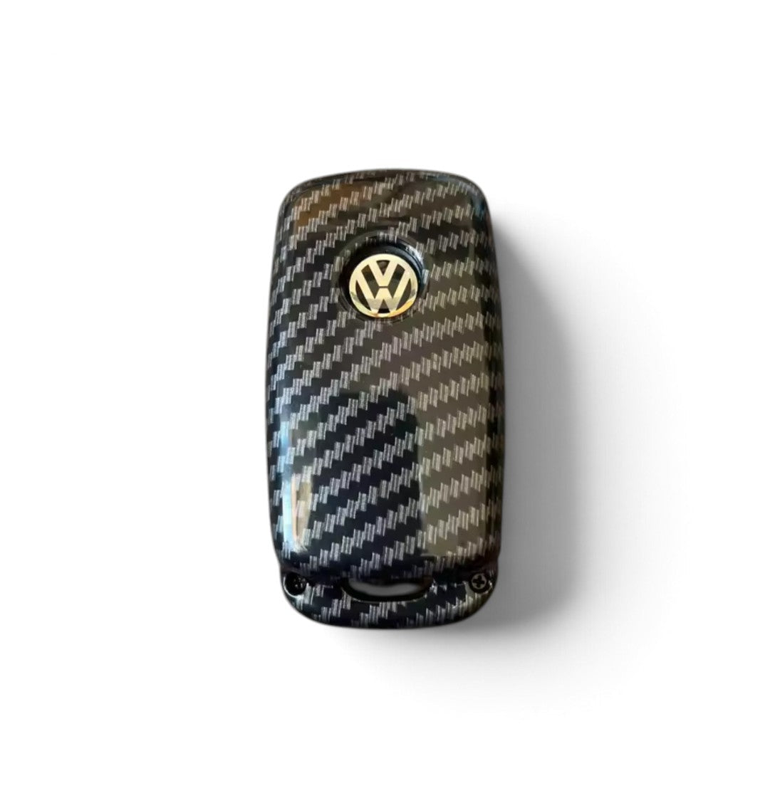 Coque de clé effet carbone pour Volkswagen